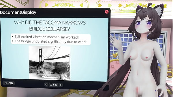 Naked vtuber lecture a pendulum whose amplitude increases with wind ~ why did the tacoma narrows bridge collapse ~ 