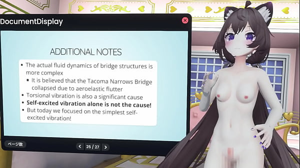 Naked vtuber lecture a pendulum whose amplitude increases with wind ~ why did the tacoma narrows bridge collapse ~ 