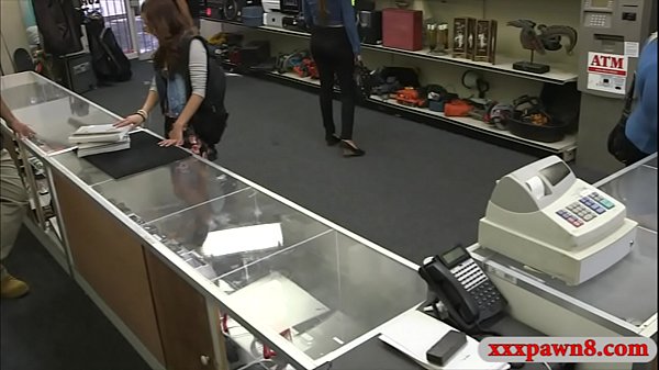 Brunette coed screwed by horny pawn dude 