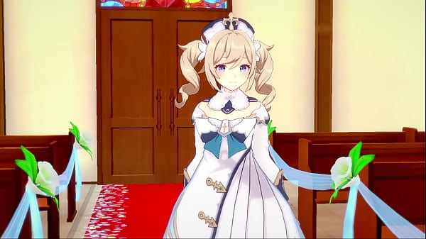 Genshin Impact Hentai - Barbara & Venti boobjob & hard penetrarion sitting at bench 