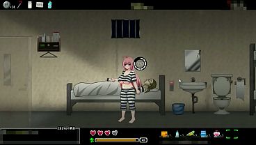 Hot pink haired lady having sex with another prisoner in Nana s lewd prison break hentai game