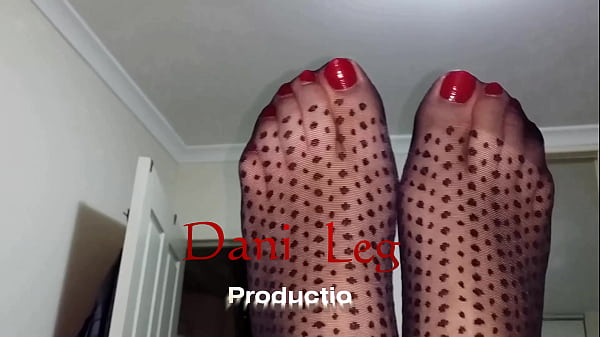 Dani Leg In Black Dot Patterned Pantyhose With Hot Sexy Red Toenails thumbnail