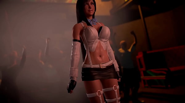Lewd athletic tifa in rabbit costume entertains clients with erotic dance 