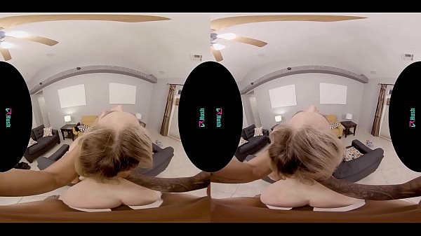 Horny blonde lets her neighbor stuff her tight little pussy in virtual reality 