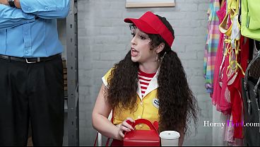 Four guards dominate a shoplifting employee