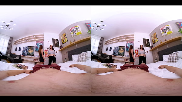 Two girls are horny from reading hentai virtual real porn