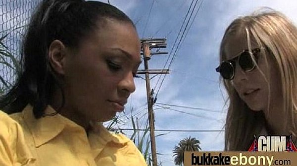 Ebony babe sucks too many white cocks 4