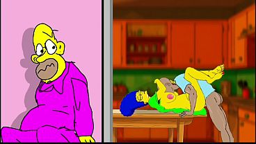 Simpson parody porn cartoon slut wife does not miss the opportunity to fucked in secret from her husband with other guys wife cheat 