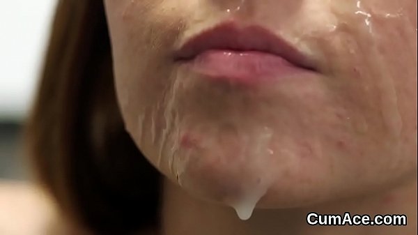 Nasty hottie gets_jizz shot on herface sucking all the charge