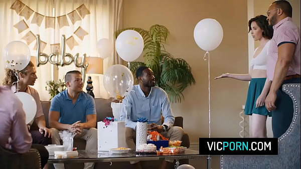 Slutty housewife takes some rough pussy and ass pounding in group sex 