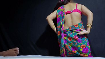 My neighbor came over to get fucked after taking off her saree.
