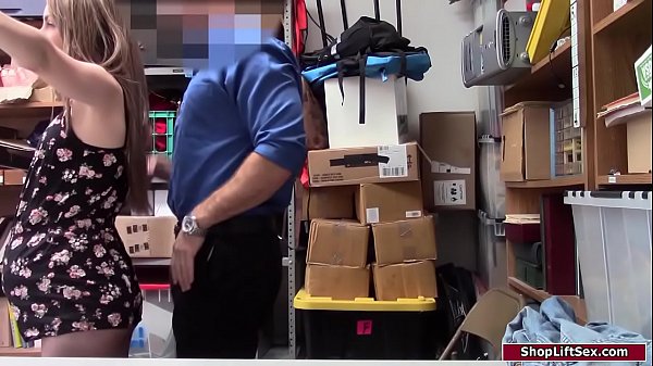 Brunettethief gagging on officers cock