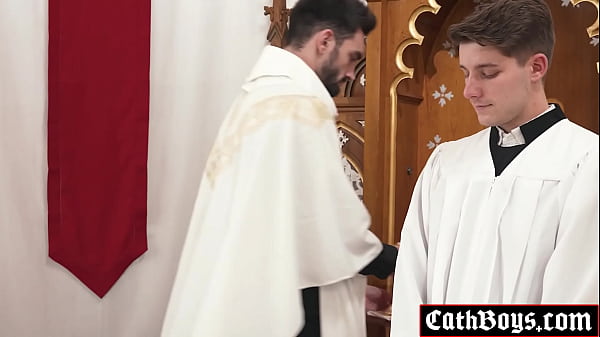 Twink fucked in a sanctuary, on the altar! 