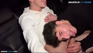 Young Guys Oral Fun in the Car 