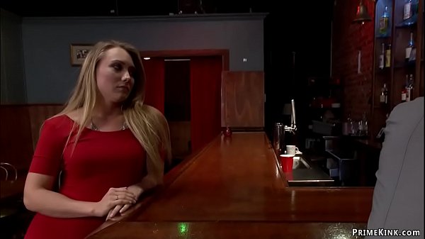 Blonde is tied and anal_fucked in bar