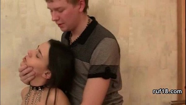 Teen Lucy in bondage is teased by horny guy