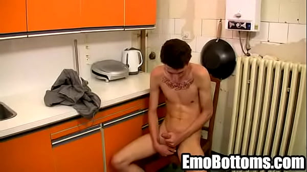 Emo twink Jesse Jenkins tugging on his hard cock 