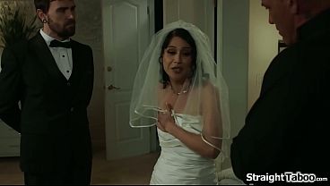 Newlywed Penelope Reed is shocked when she hears her weddingnight is spend with her husbands stepdad.He licks and fucks the brides hairy pussy 