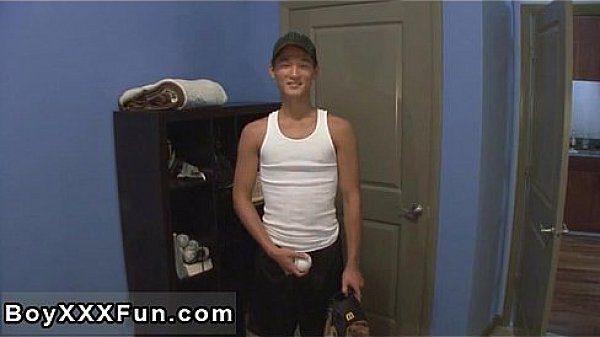 Hot gay sex Tommy gets home from baseball practice, gets bare and 