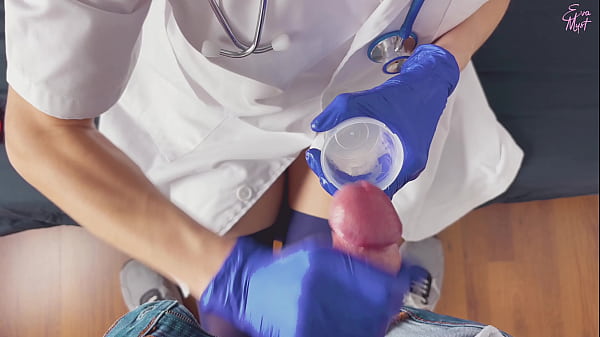 Play MP4 - POV CFNM handjob only&colon; nurse with surgical gloves is helping a hard to cum patient to get a sperm sample for analysis