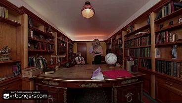 Vr skinny girl fucks and sucks principal&rsquo;s huge dick 