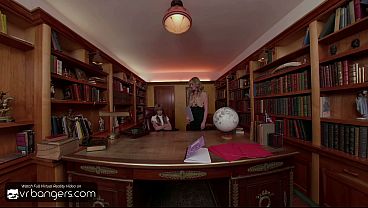 Vr skinny girl fucks and sucks principal&rsquo;s huge dick 