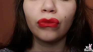 Tongue Piercing Girl Smoking A Cigarette With Red Lipstick On thumbnail