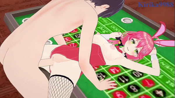 Sakura Miko (Bunny Girl) and Houshou Marine (Bunny Girl) intense sex. - Hololive VTuber Hentai 