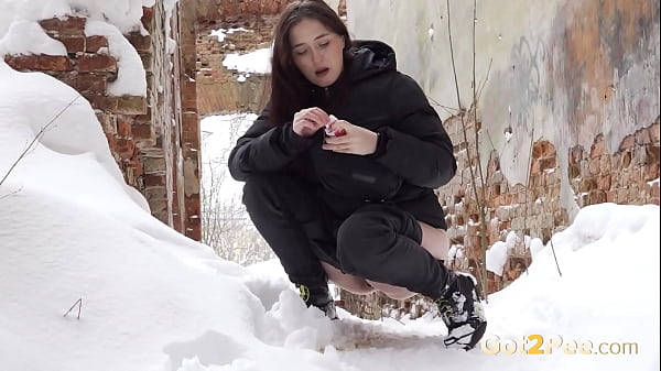 Got2pee Brings Another Desperately Peeing Girl In Snowy Ruins - Featuring Big Puddle thumbnail