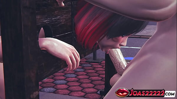 Anime catgirl rule34 &ndash; busty blue eyed girl bondage blowjob tit massage and massive cumshot 