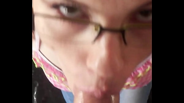 Glassed up Karla_Rose drops to her knees_locking_eyes in_POV while sucking my wrapped cock with hungry force