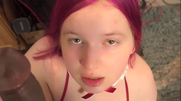 Play MP4 - Chubby Shemale Pinky Blowjobs Big Black Cock and gets Facial POV