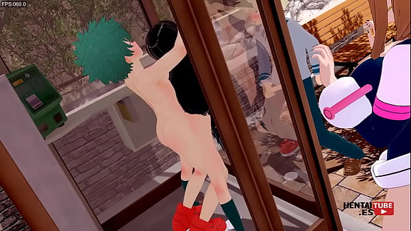 Play MP4 - Boku No Hero Academia Hentai - Deku fucks Tsuyu while Uraraka watches them and Bakugou jerks off watching them