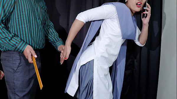 Indian hindi teacher fucked long and hard when she was found sexy talking to her bf on phone