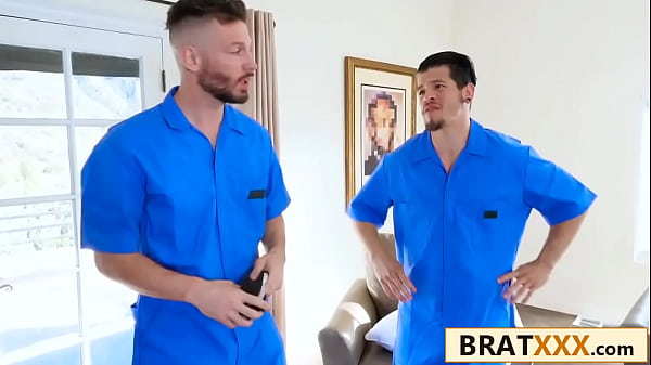 Tiny hijab hottie double teamed by hung movers in her new home 