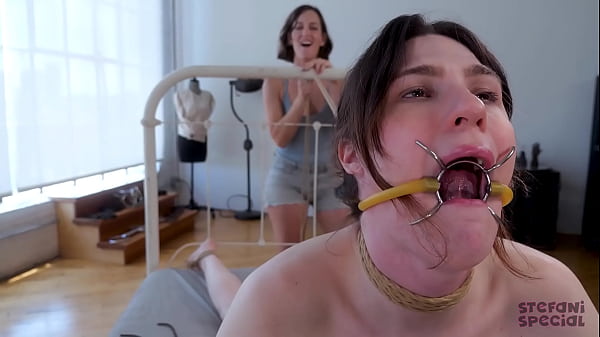 Play MP4 - Back Bend Neck Rope Dildo Gagging Electro Shocked Ass Until Tgirl Breaks