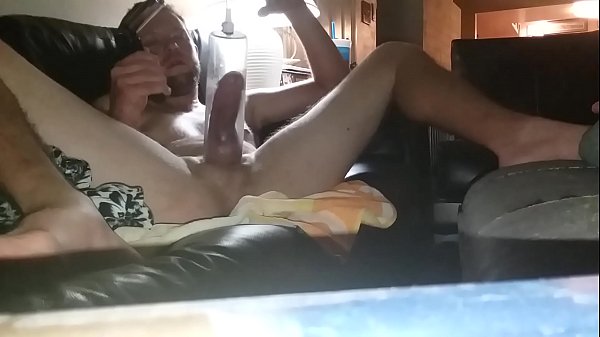 Stroking a hard cock 