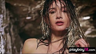 Totally sultry Ukrainian teen Vi Shy slips out of her tiny black bikini