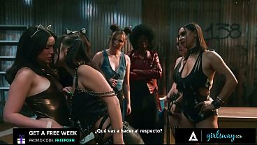 Horny babes have lesbian gangbang sp