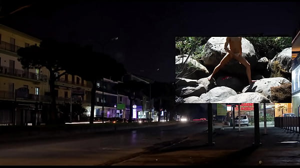 Drive by view of wanking on a billboard 