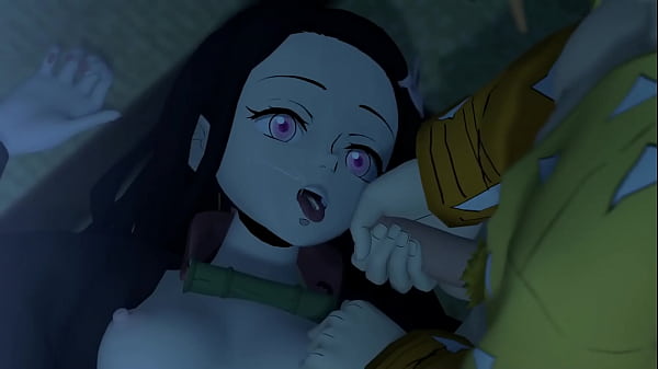 Zenitsu_cogiendose a Nezuko Demon SlayerMiren la descripción