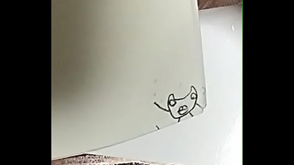 ひでのオリキャラの自作短編映画を見ます。問題集の端に描きました。 