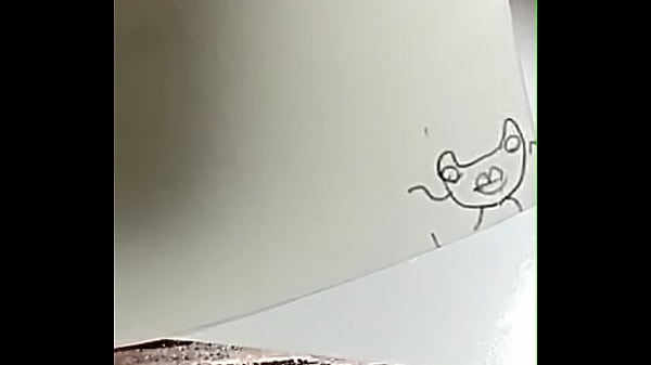 ひでのオリキャラの自作短編映画を見ます。問題集の端に描きました。 