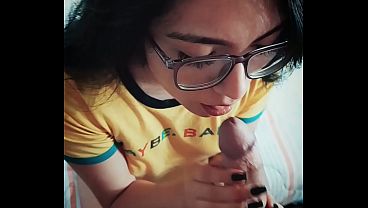 Recibiendo leche calentita en mi carita - BlowJob Cum Facial