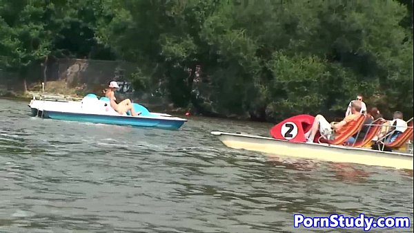Public nude fetisheurobabe rides waterbike