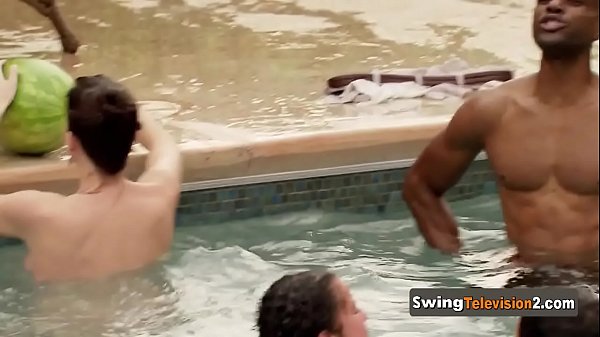 Swingers enjoy a naked pool sex_game where they tease a_lot