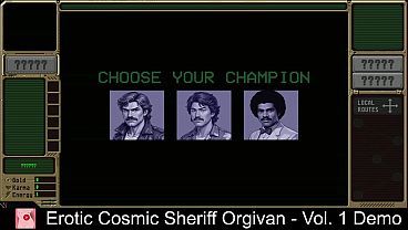 Erotic cosmic sheriff orgivan &ndash; vol 1 free steam demo game visual nove lsexual content point & click post apocalyptic nudity parody mature combat nsfw satire superhero story rich adventure sci fi futuristic retro