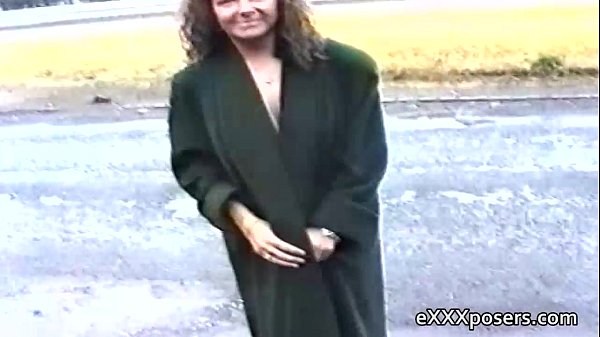 Busty teen flashing and naked in public