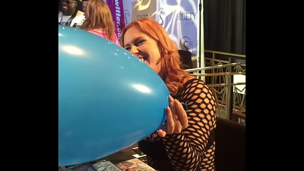 Edyn blair blows up a giant balloon 
