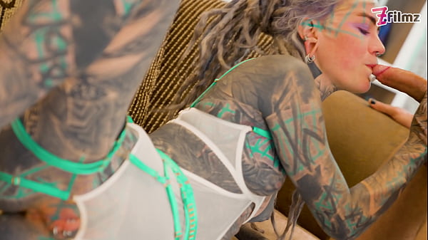 Dreadlocks hippie pornstar gives a big cock sloppy blowjob and anal ride